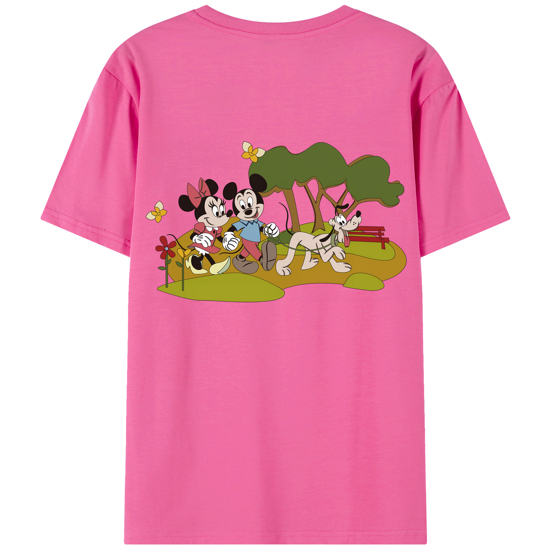 （画像用） ミッキーマウス Mickey Mouse レディース半袖Tシャツ(バックプリント)